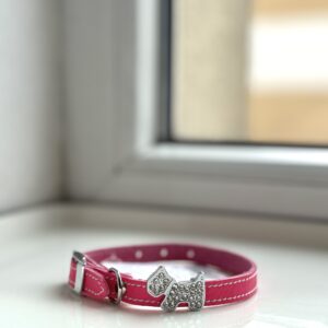 Natūralios odos antkaklis su šuniuku 20-25cm