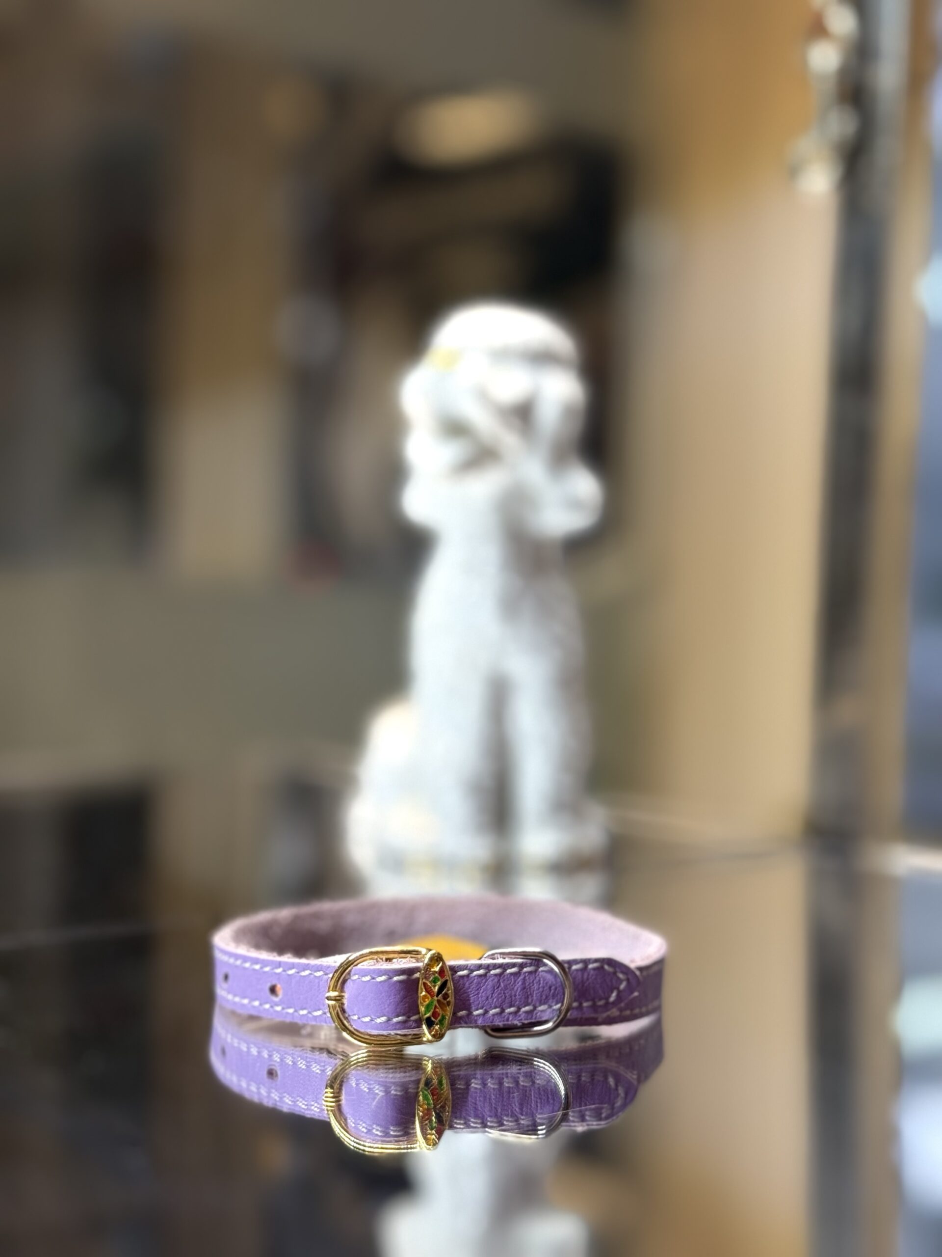 Natūralios odos antkaklis su elegantiška sagtimi 20-27cm