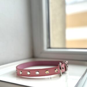 Natūralios odos antkaklis su žiedu 23-46cm