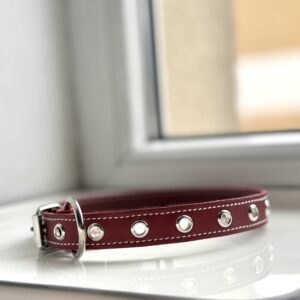 Natūralios odos antkaklis su žiedu 23-46cm